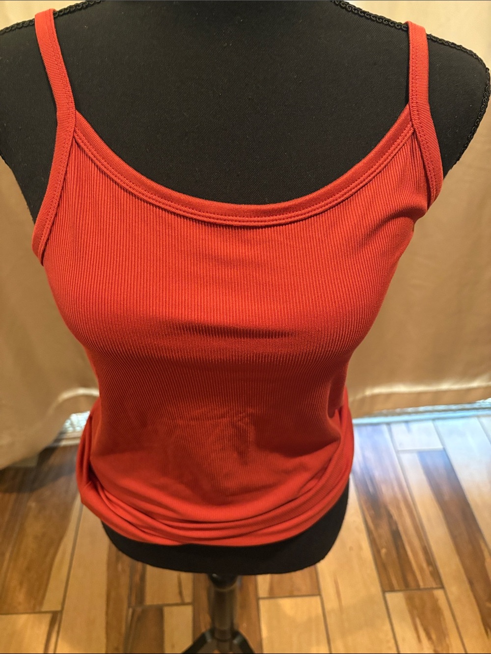 Women’s Ribbed Spaghetti Strap Tank Top - Red